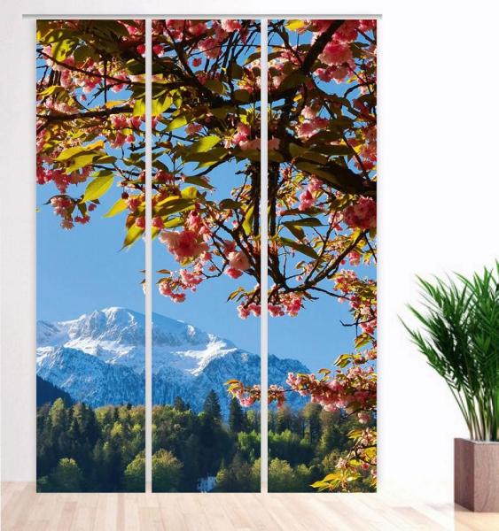 Flächenvorhang Bergblüten  3er Set, Schiebegardine, Schiebegardinen, blickdicht, Flächenvorhang blickdicht, Schiebevorhang,